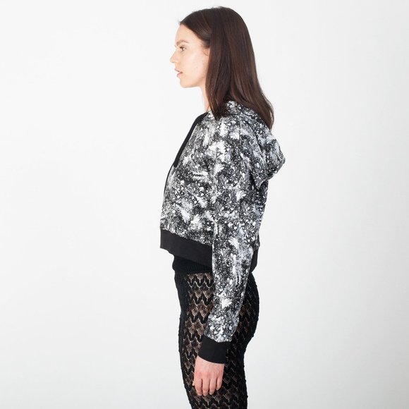 NWT ELEVENPARIS White Black Pattern Printed Cropped Sweatshirt Hoodie Size L $99 - Picture 11 of 14